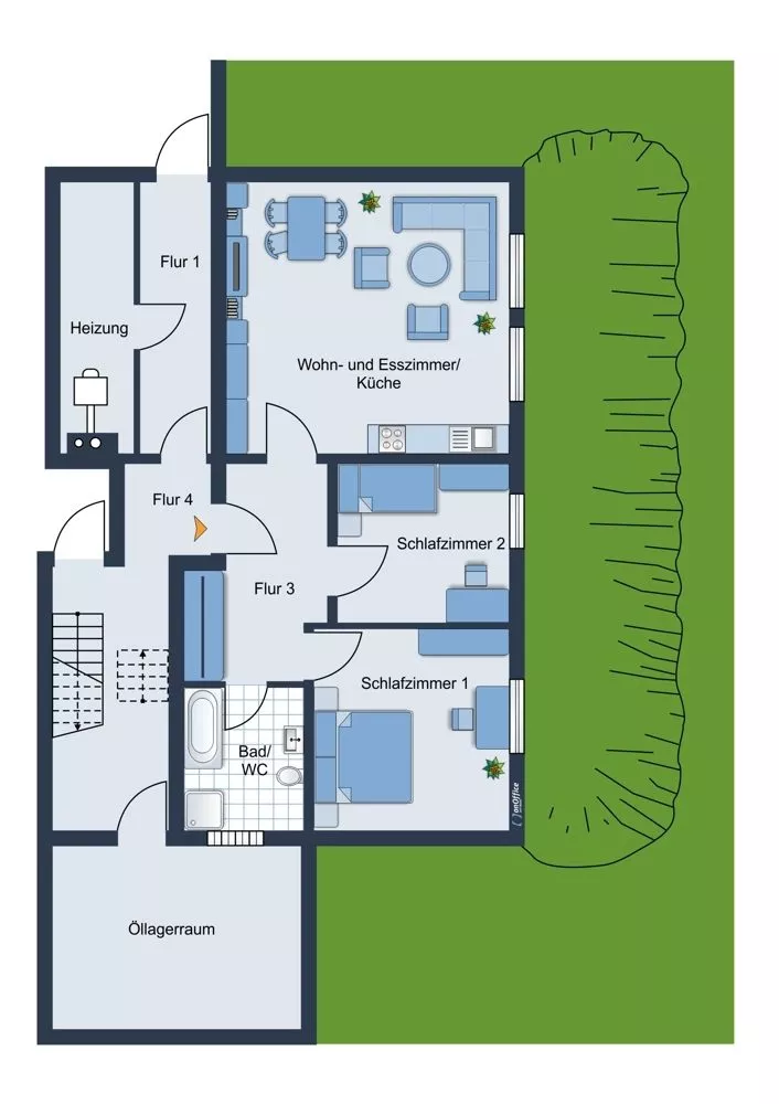 Immobilienangebot - Carlsberg - Alle - Schön geschnittene 3-Zimmer-Wohnung im Souterrain eines topgepflegten 6-Parteienhauses