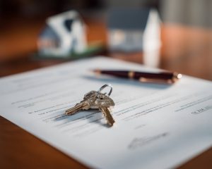 Schlüssel liegen auf Papiere